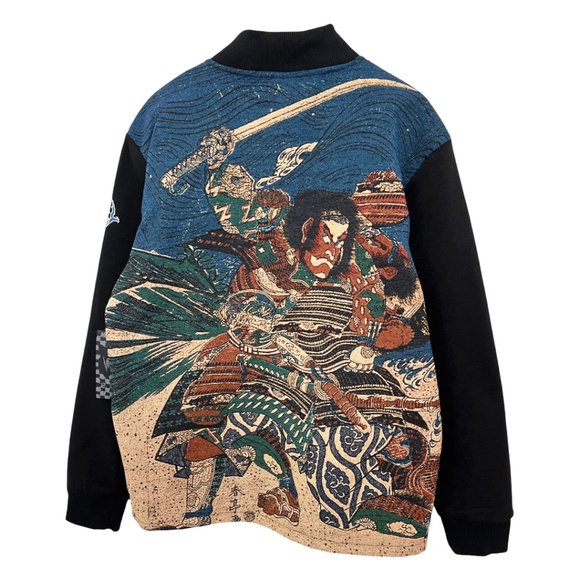 Japanese Samurai Tapestry Back Men’s Bomber Jacket Rebel Vengeance Medium - Picture 3 of 13